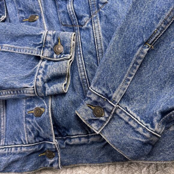 Vintage Levis Trucker Jacket Womens Large Denim Cropped Y2K 2001 Biker Grunge - Picture 8 of 16